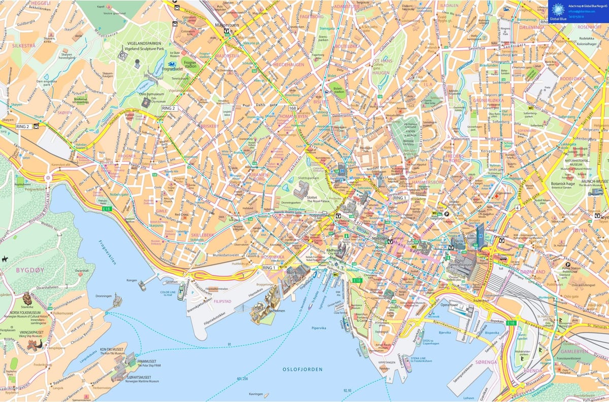 Карта центра города Осло