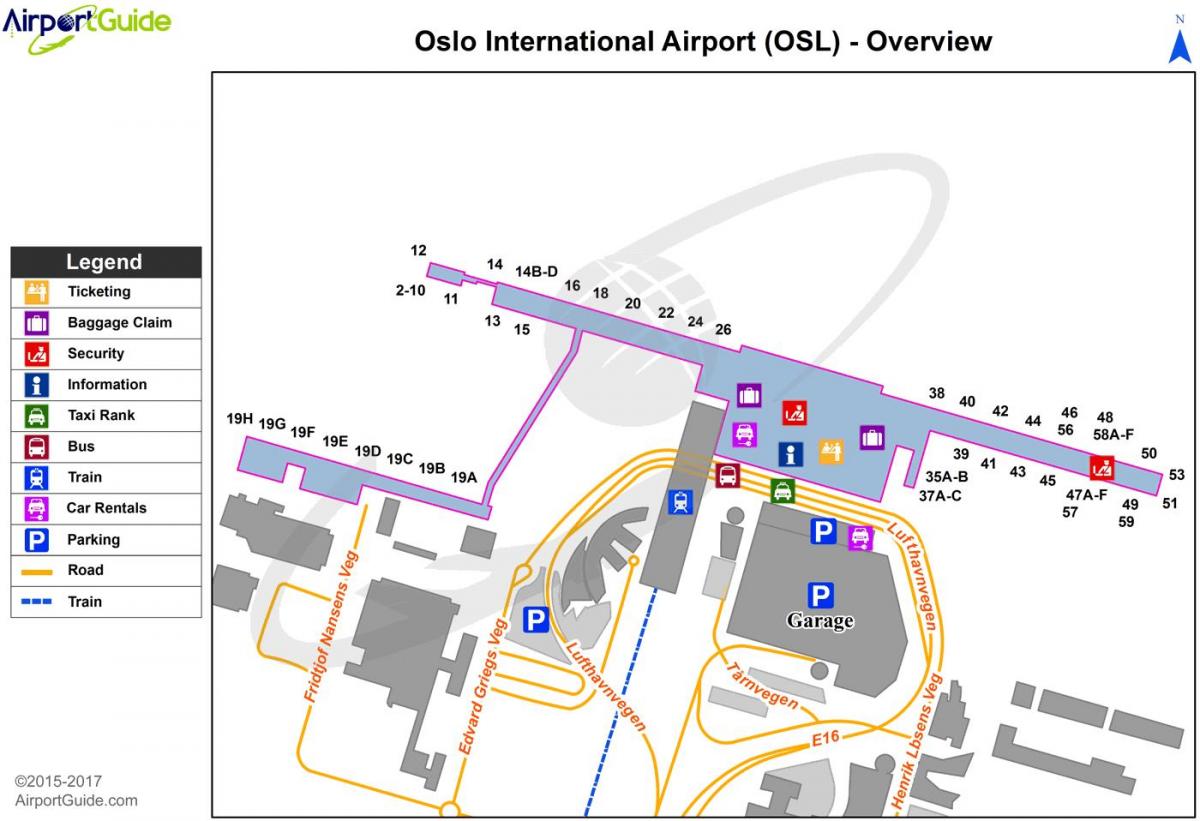 Карта терминалов аэропорта Осло