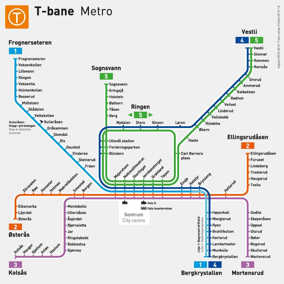 Карта станций метро Осло