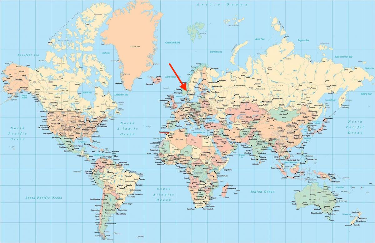 Расположение Осло на карте мира